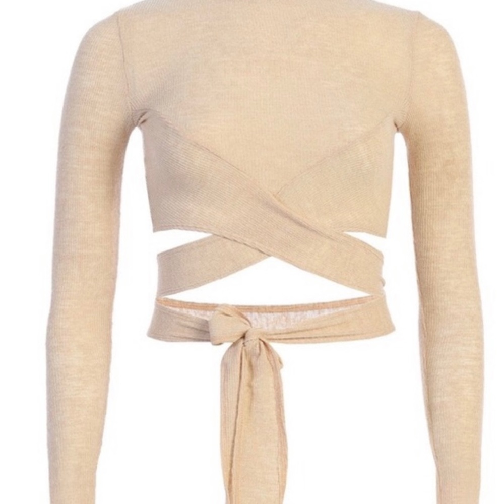 JLUXLABEL tie cropped shirt oatmeal